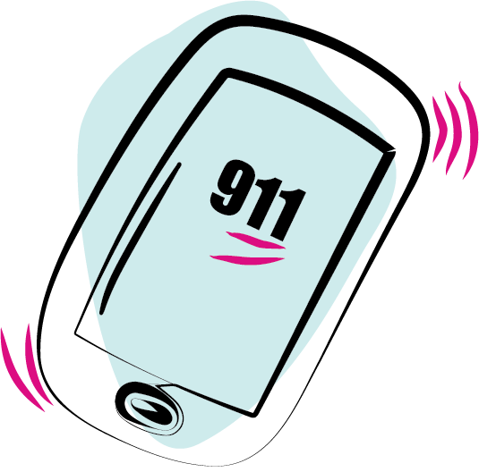 illustration of a mobile phone calling 9-1-1