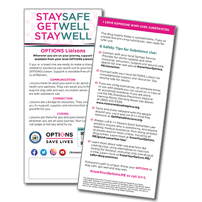 Stay Safe, Get Well, Stay Well - OPTIONS Liaisons rack card